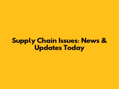 Supply Chain Issues: News & Updates Today