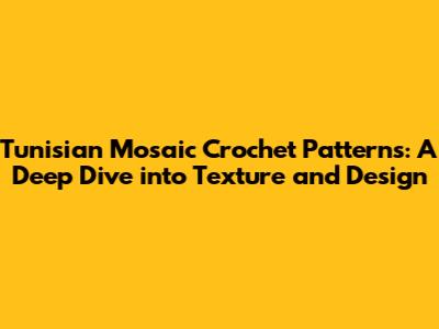 Tunisian Mosaic Crochet Patterns: A Deep Dive into Texture and Design