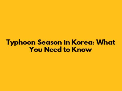 Typhoon Season in Korea: What You Need to Know