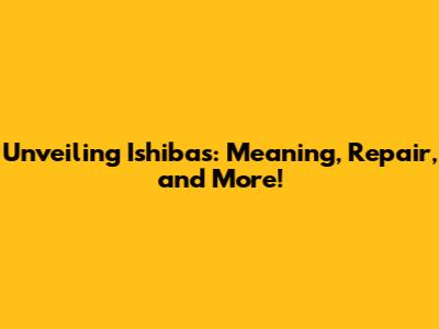 Unveiling Ishibas: Meaning, Repair, and More!