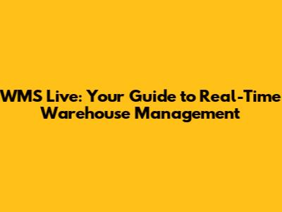 WMS Live: Your Guide to Real-Time Warehouse Management