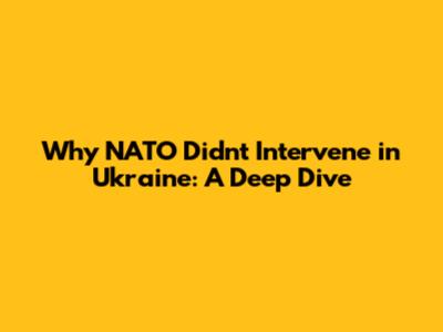 Why NATO Didn't Intervene in Ukraine: A Deep Dive