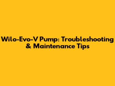 Wilo-Evo-V Pump: Troubleshooting & Maintenance Tips